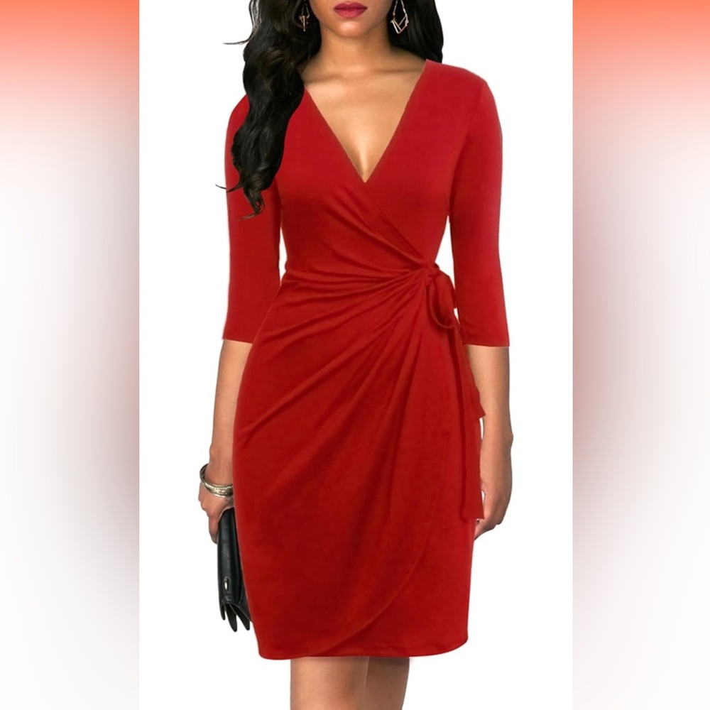 Elegant Red Wrap Dress